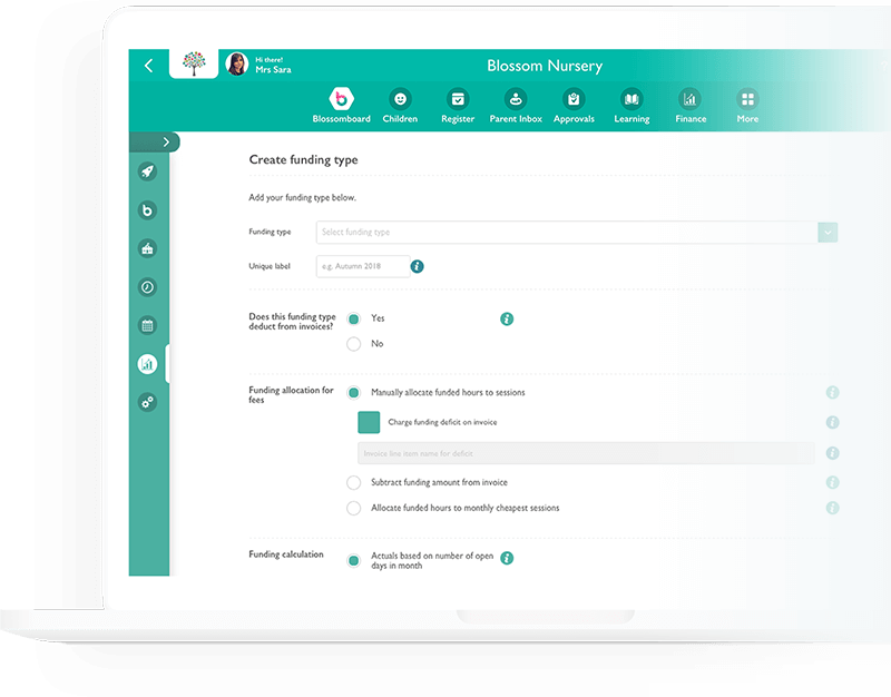 Nursery Invoicing Software : Create a Funding Type
