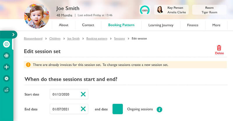 Children booking patterns
