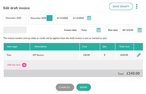 Multiple draft invoices