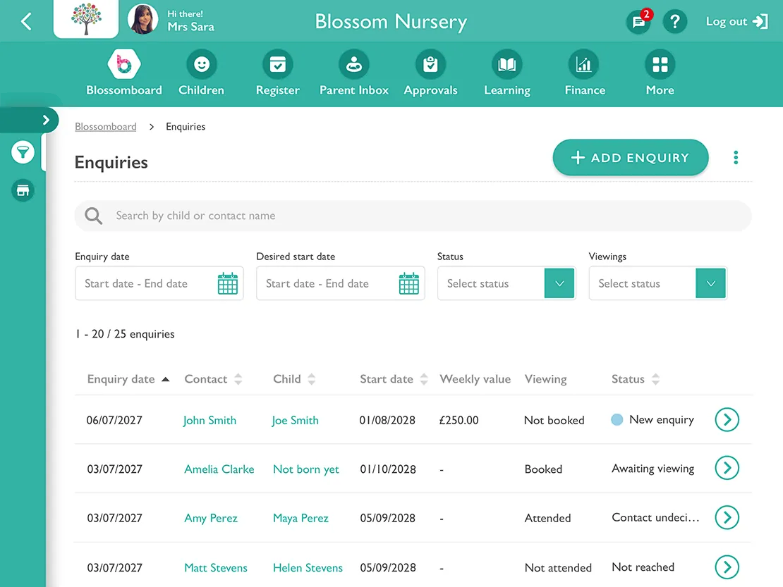 Blossoms enquiries feature