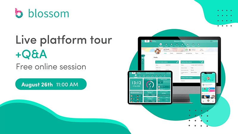 Blossom educational - Live platform tour webinar - green cover