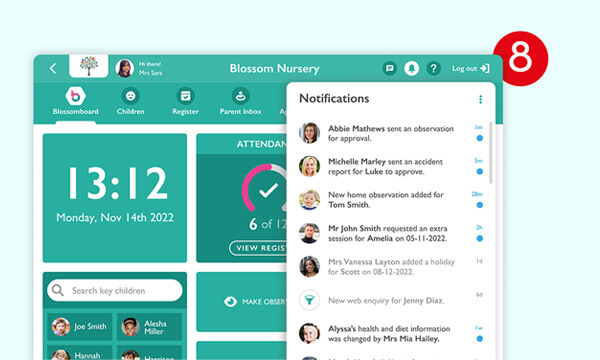 Blossom educational Notifications feature - preview