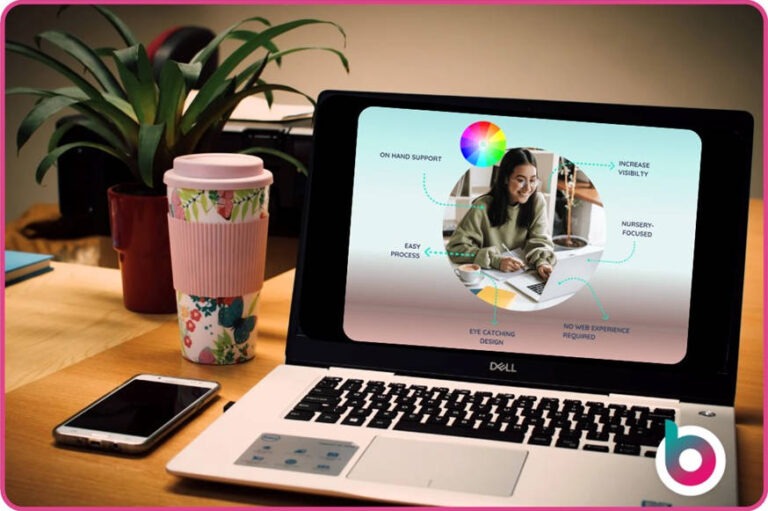 A laptop showing a Be Seen Graphic