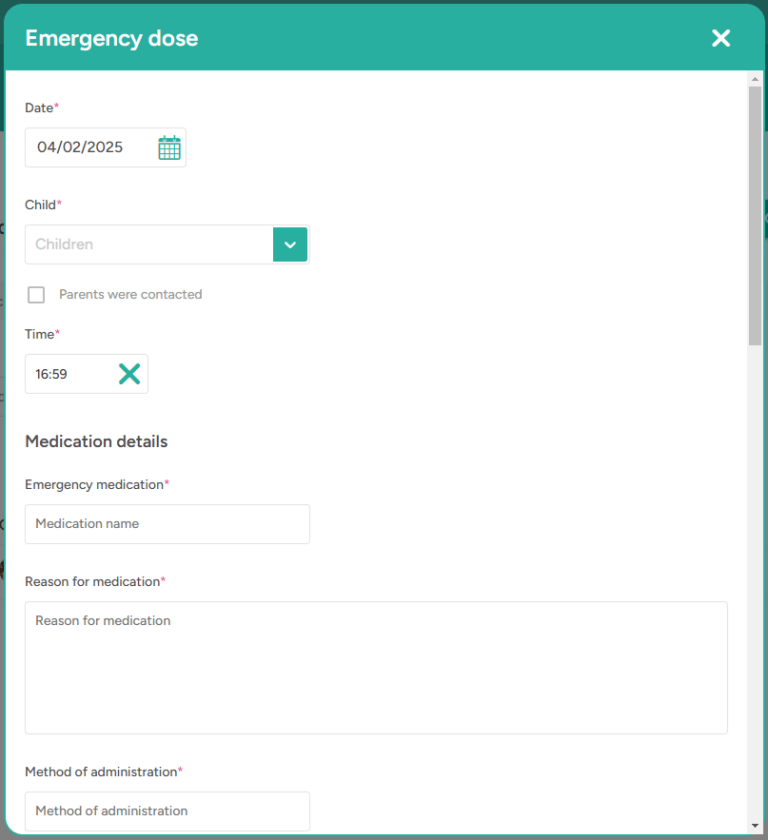 Administration - emergency dose form