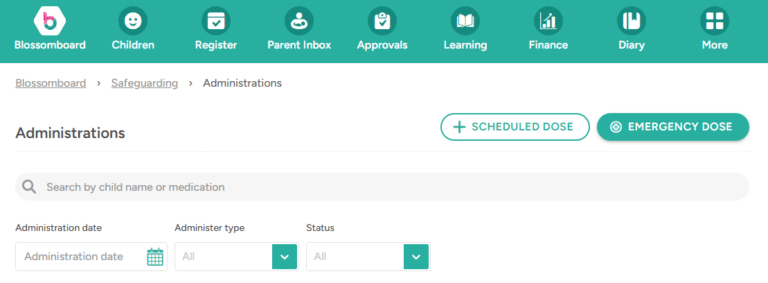 New Administrations area on Blossom