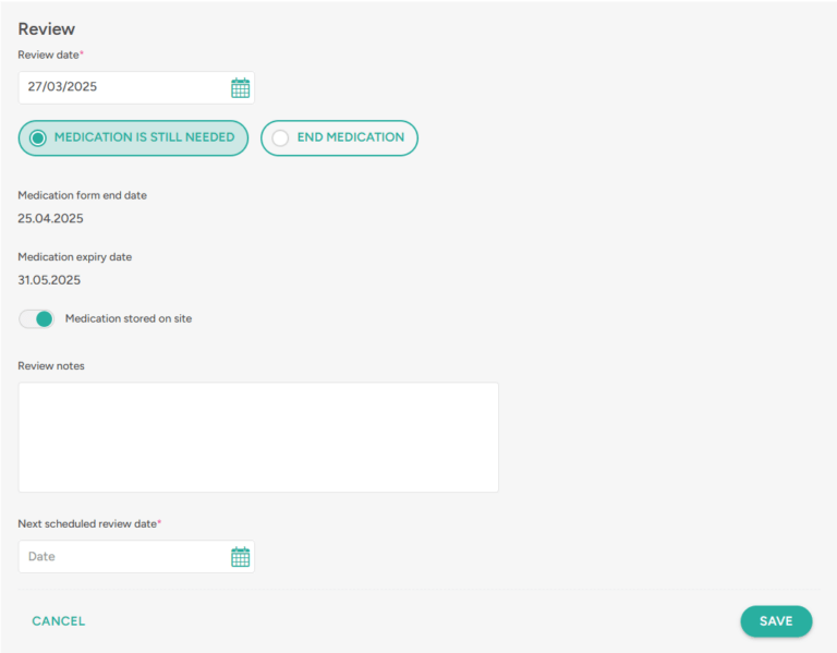Medication form review - medicine still needed