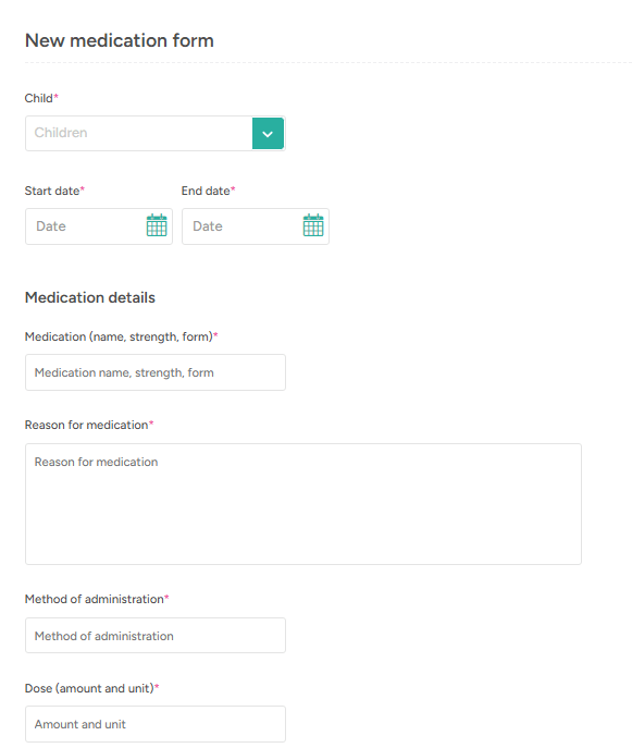 A fresh new medication form awaiting input