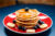 Pancakes with fruit, blueberries on top