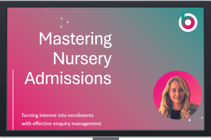 A computer screen showing the first slide of the mastering your admissions webinar with Rebecca Reeve