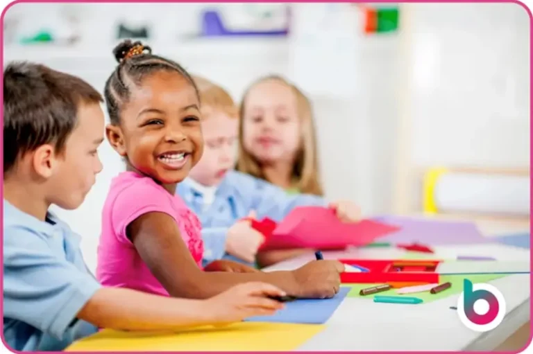 Children drawing happily