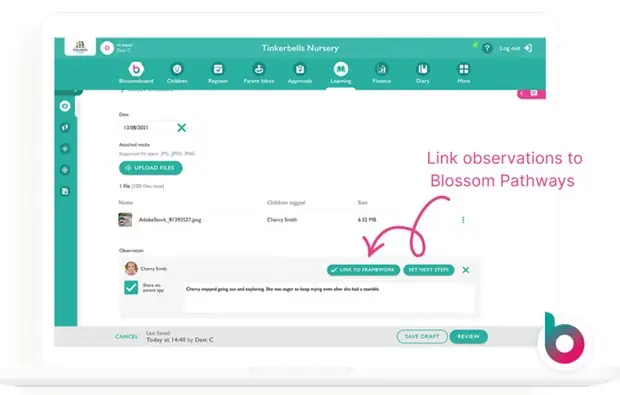 screenshot of observations in blossom software